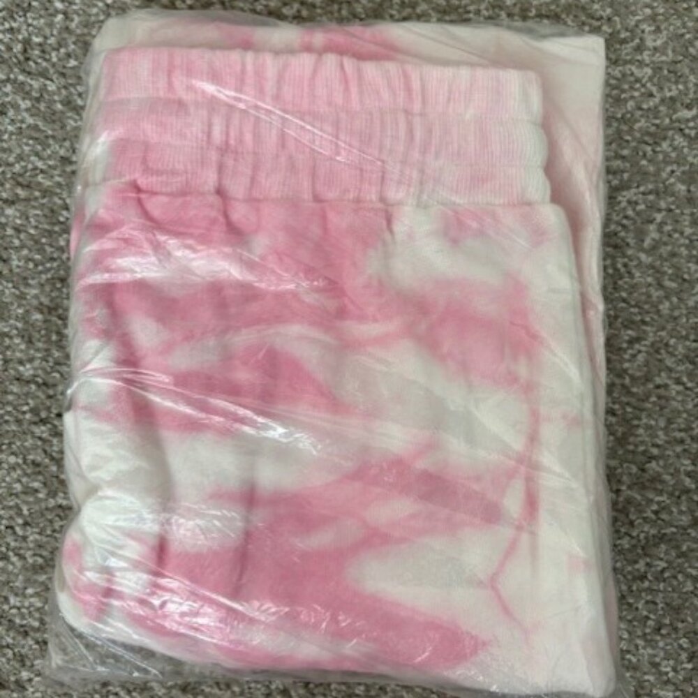 NWOT POL Pink White Tie Dye Jogger Lace Tie 100% Cotton - XS / S